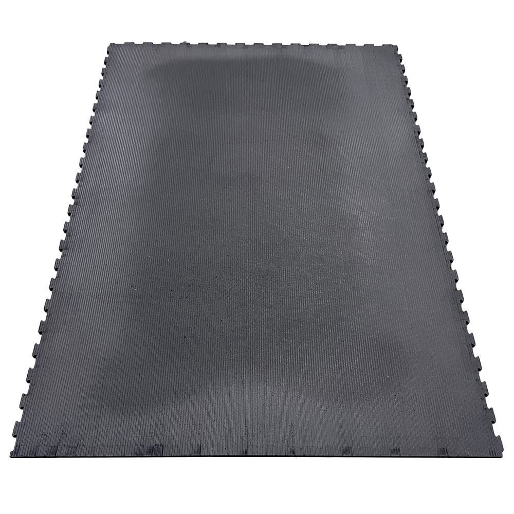 Washbay Ribbed Rubber Mats 1/2 Inch 12x16 Ft Kit 4 ft straight border three interlocking edges