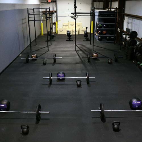 black rubber exercise mats