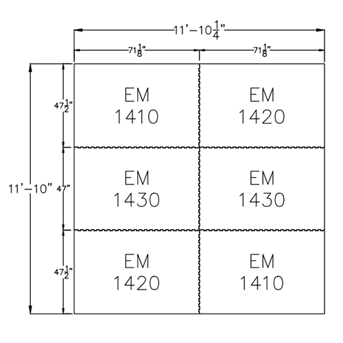 diagram of a 12x12 horse stall mat kit 6 pieces