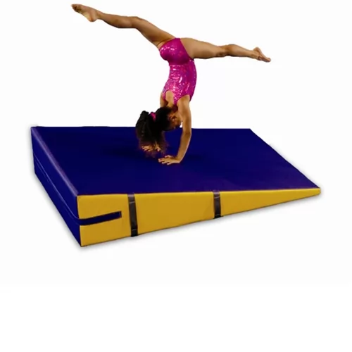 w/Carrying Handles 37.5’’ X 23’’X 14’’ Non-Folding Cheese Wedge Gymnastics Mat for Kids Play Home Exercise Blue/ Yellow Aerobics Giantex Incline Gymnastics Mat 