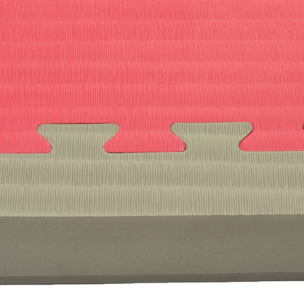 Border Ramp Pair for Indoor Playground Foam Tiles 1.5 inch x 1 Meter red mat with gray ramp