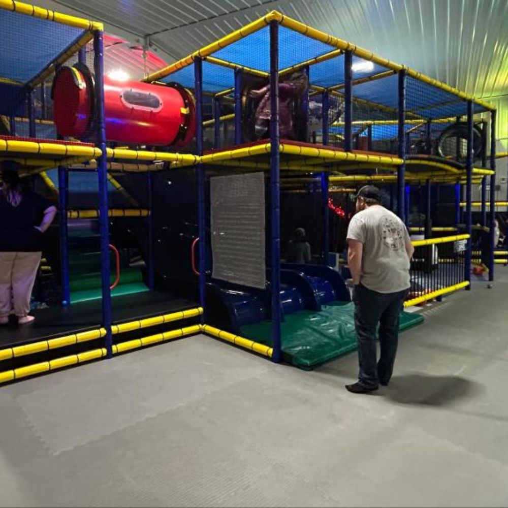 indoor jungle gym with foam tiles