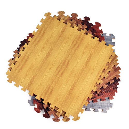Reversible Wood Grain Foam Floor Mats with Interlocking Edges