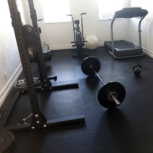 recycled black rubber flooring tiles for home or pro gyms