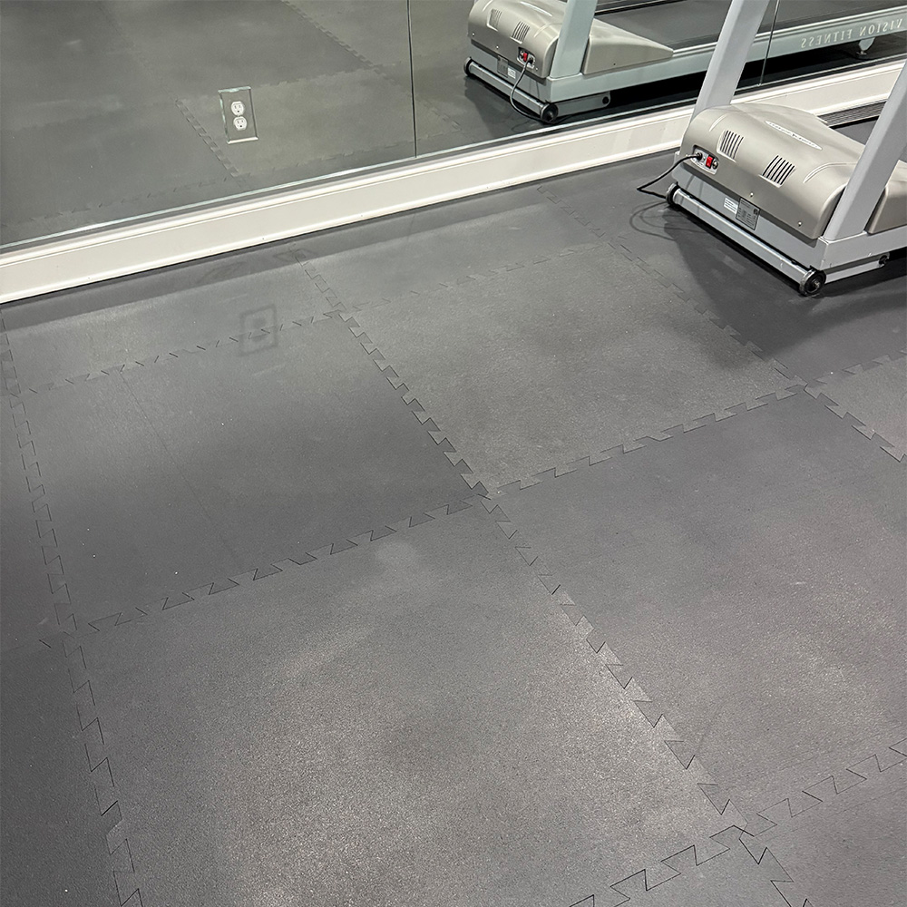Geneva Rubber Tile 1/2 Inch Black home gym install