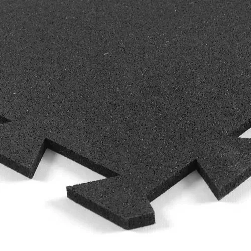 Geneva Rubber Floor Tile 3/8 Inch Black corner of tile.