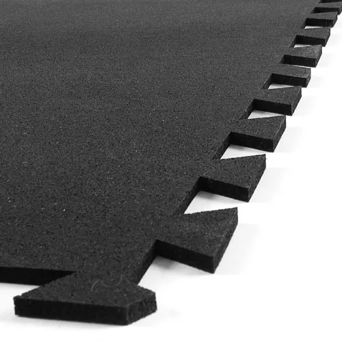 Geneva Rubber Tile Flooring 3/8 Inch Black egde of tile.