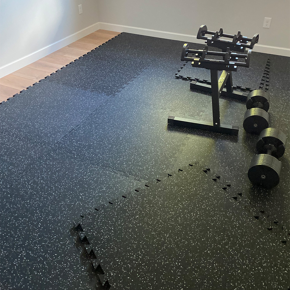 Geneva Rubber Tile 10% Color home gym install