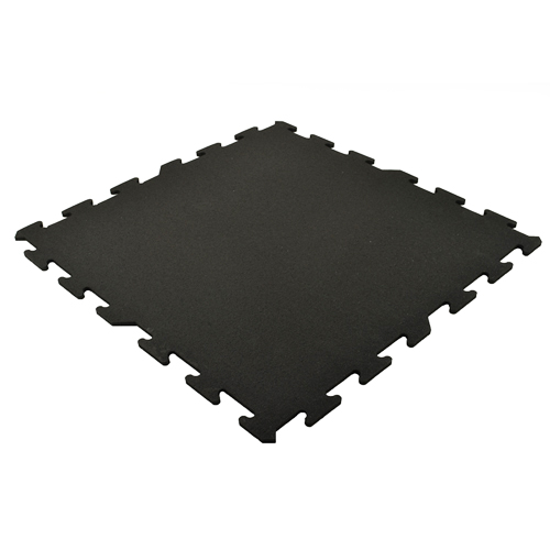 Interlocking Rubber Tile Black 8 mm x 2x2 Ft. diagonal view of full tile