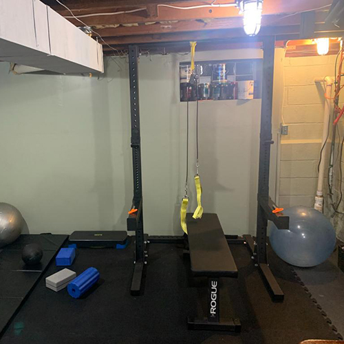 basement gym interlocking rubber floor tiles