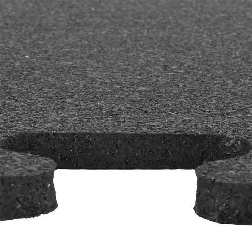 Rubber Tile 2x2 Ft x 3/8 Interlocking Sport Black close edge.