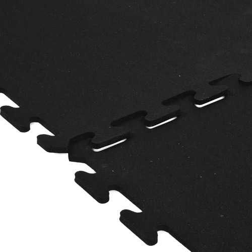 Rubber Tile 2x2 Ft x 3/8 Interlocking Sport Black close interlocks.