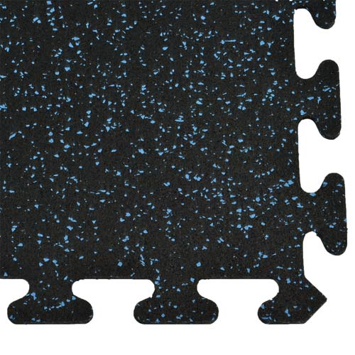 Corner close up of Rubber Tile Interlocking Sport West 10% Blue 3/8 Inch x 2x2 Ft.