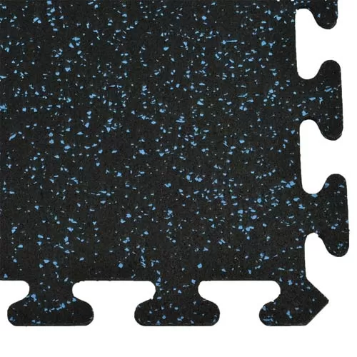 Rubber Tile 2x2 Ft x 3/8 Interlocking Sport 10% Blue close corner.