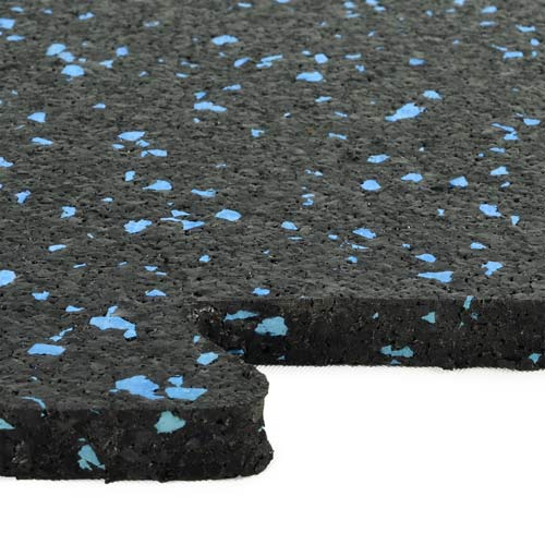 Rubber Tile Interlocking Sport West 10% Blue 3/8 Inch x 2x2 Ft. edge close up