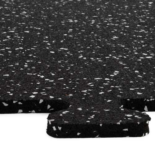 Edge close of Rubber Tile Interlocking Sport West 10% Light Gray 3/8 Inch x 2x2 Ft.