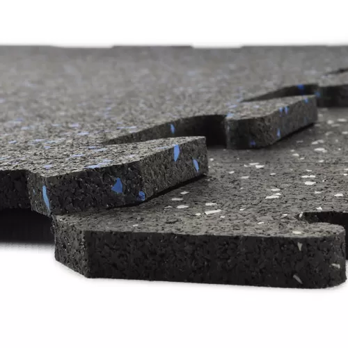 interlocking rubber floor tiles close up
