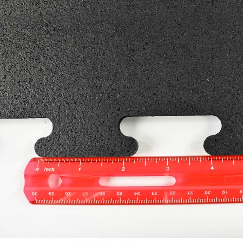 Interlocking Rubber Tile Black 8 mm x 2x2 Ft. ruler showing width of interlock