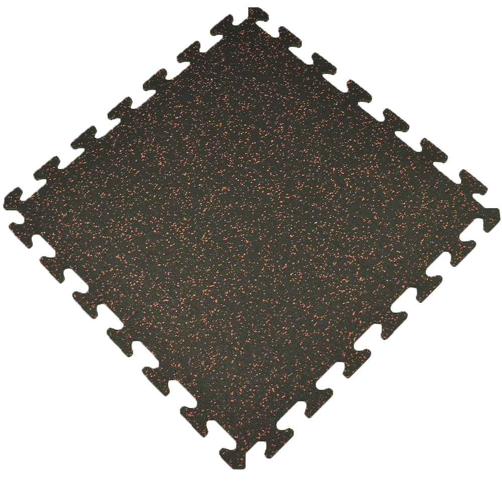 Full tile diagonal view Rubber Tile Interlocking Sport 10% Red 3/8 Inch x 2x2 Ft.