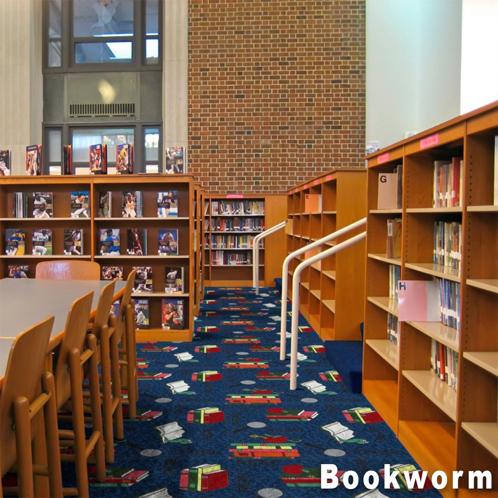 Kids Children's Carpet Tiles Bookworm Install 1 Library