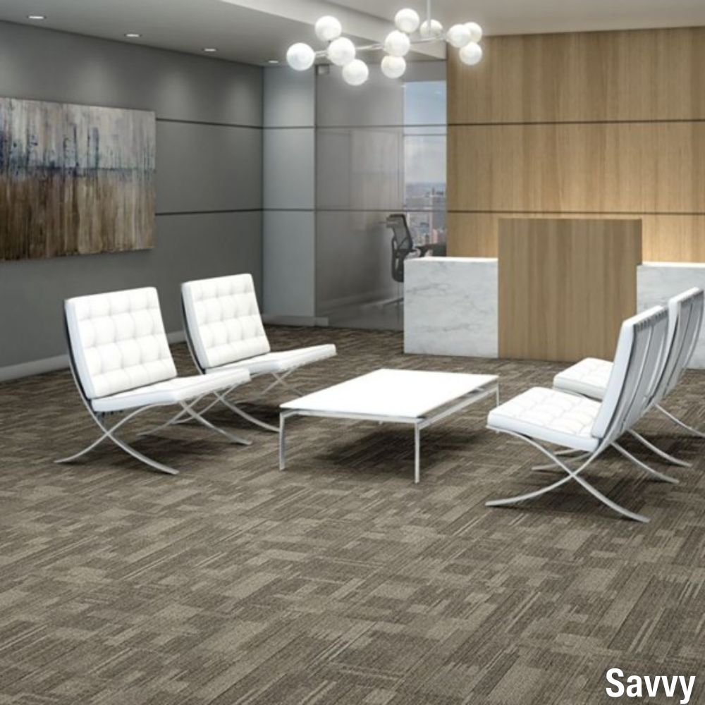 Point of View Commercial Carpet Plank .27 Inch x 18x36 Inches 10 per Carton Savvy waiting room install