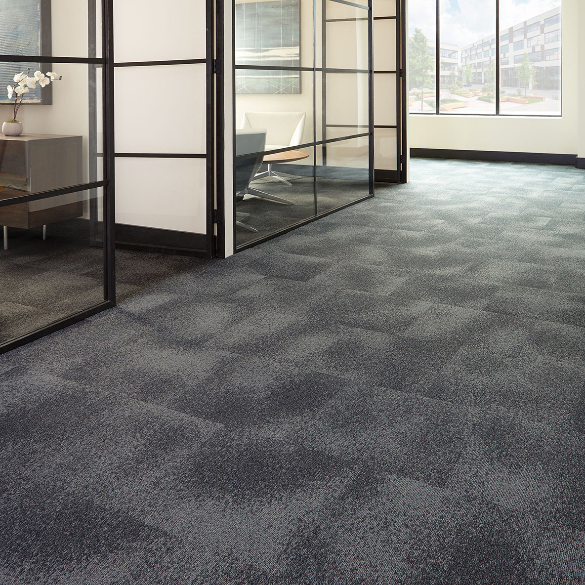 Understatement Commercial Carpet Tile .31 Inch x 50x50 cm per Tile Office hallway with Volcanic colored tiles