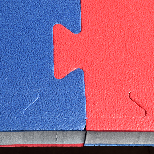 close up of Red and Blue Karate Mat Interlocks