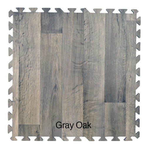 foam mats with wood grain pattern in gray