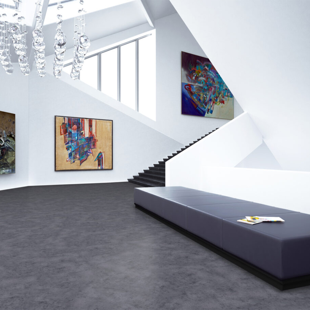 LonBeton Topseal Commerical Vinyl Roll 6x60 Ft. Blue Lapis Art Gallery install