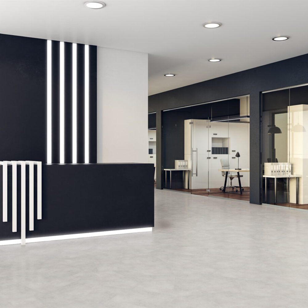 Office with LonBeton Topseal Commerical Vinyl Roll 6x60 Ft. in Cultured Pearl