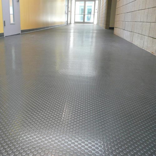 hallway using vinyl coin pattern flooring roll 