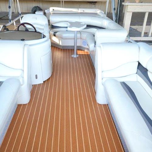 marine vinyl decking material on pontoon