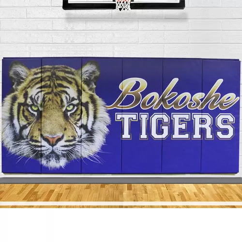Gym Wall Pads 2x5 Ft Lip Top and Bottom Bokoshe Tigers.