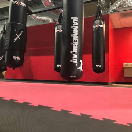 Taekwondo Mats flooring in customer studio with bags