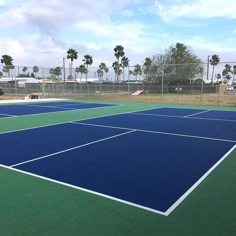 pickleball court flooring outdoor green and blue tiles