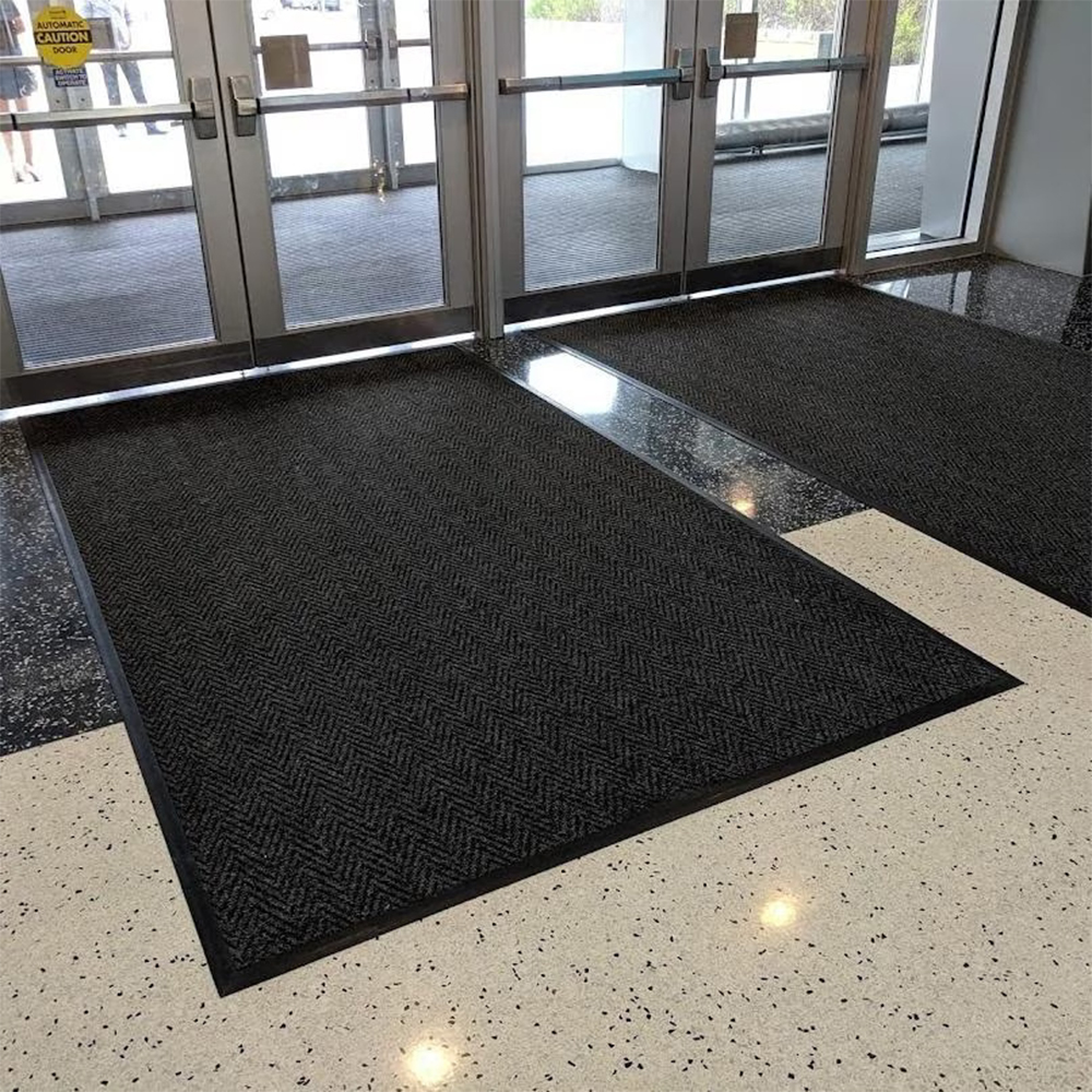 Charcoal mat in doorwar of Chevron Carpet Indoor Entrance Mat 4x6 Ft.