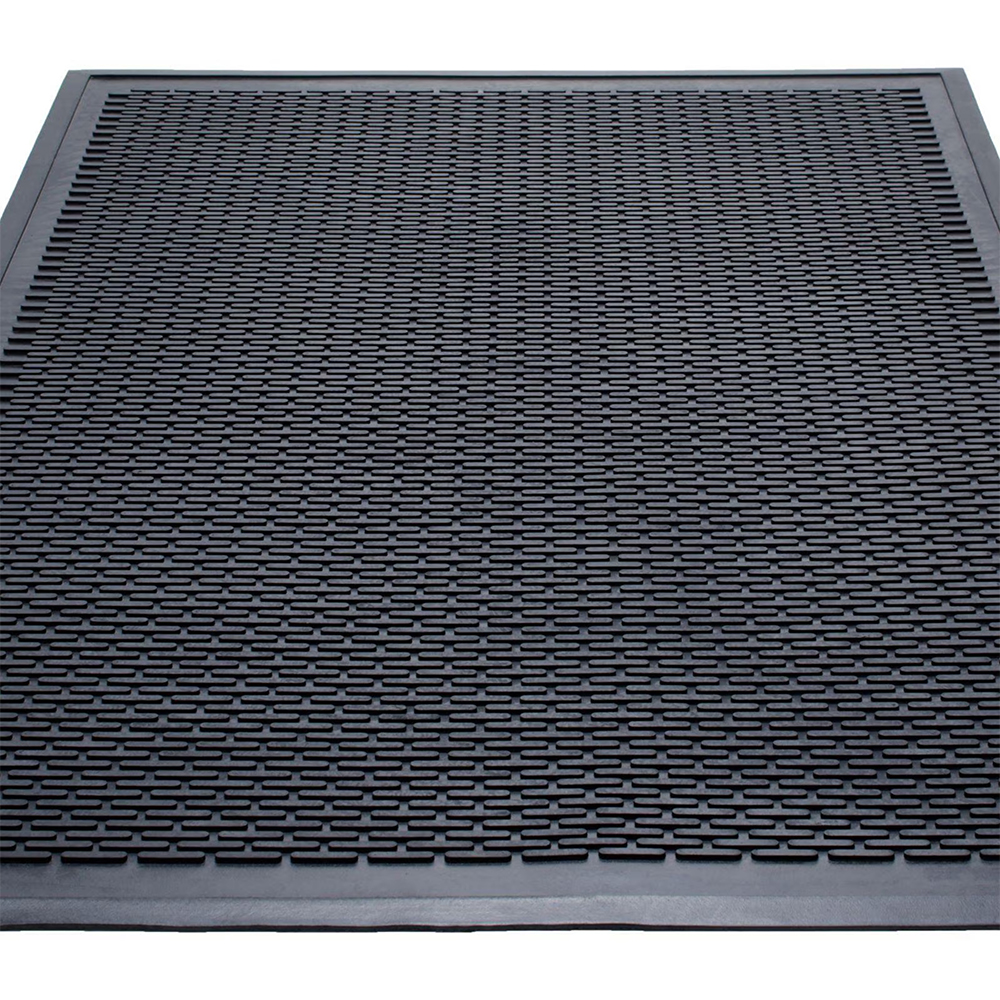 Clean Step Scraper Rubber Entrance Mat 3x5 Ft. in black full mat
