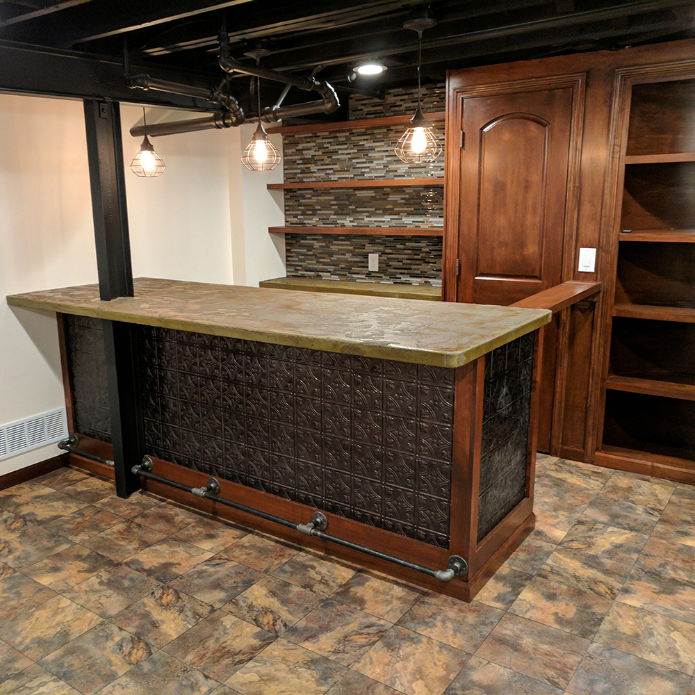 raised flooring tiles over concrete basement floor 