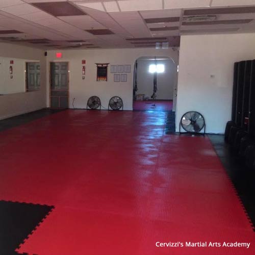 Martial arts facility foam mat flooring for ground work and flips