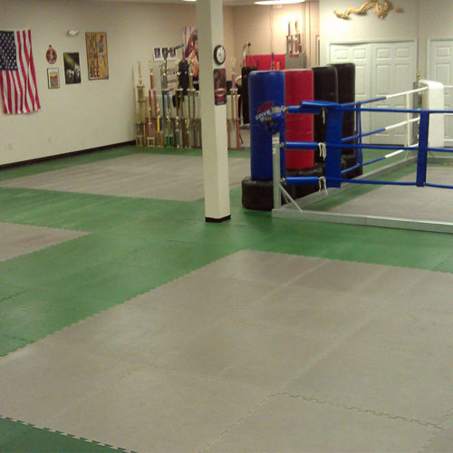 Green and Gray Dojo Large Puzzle Mat Flooring