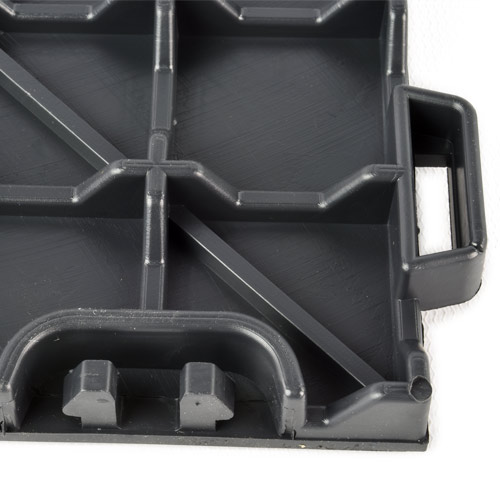 Anti Fatigue Flooring StayLock Bump Top Black bottom corner close.