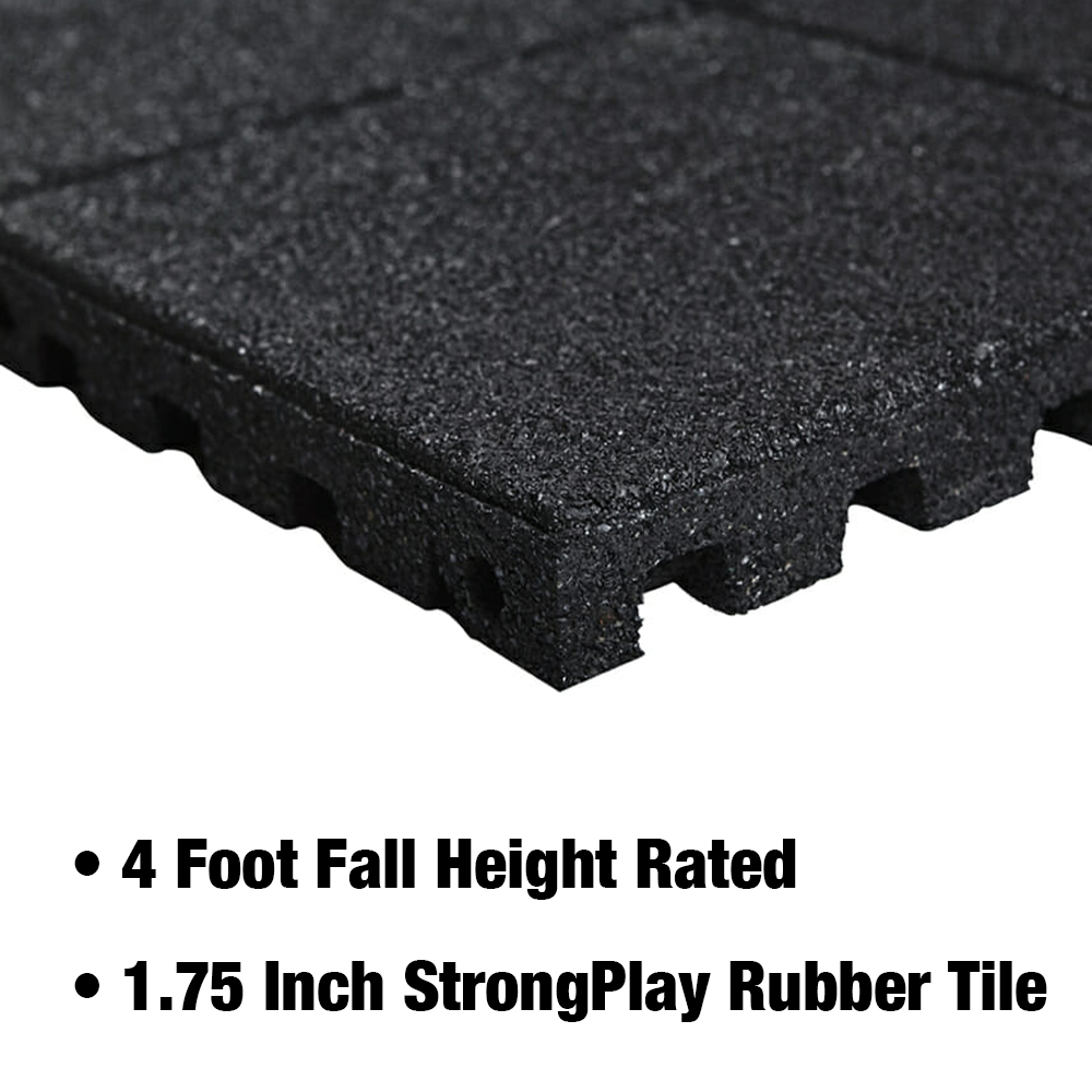 1.75 inch black rubber playground tile