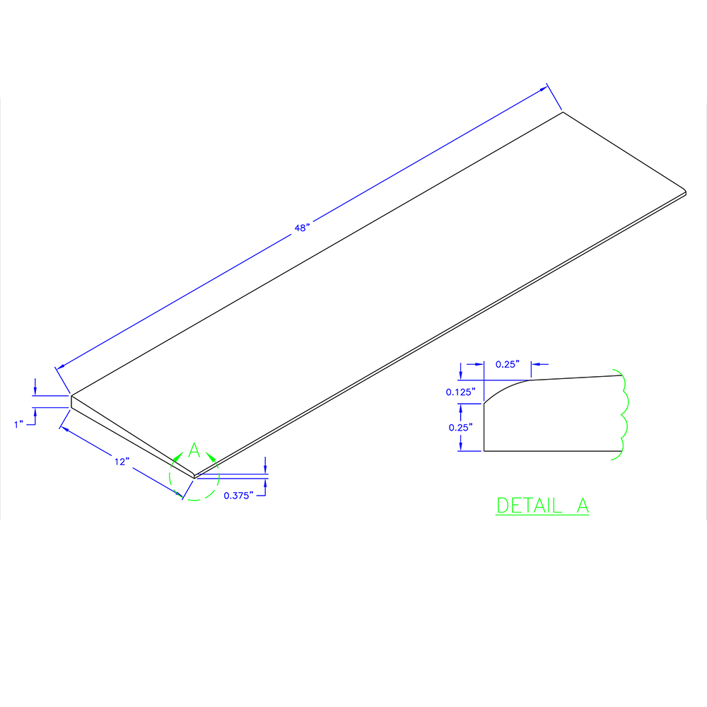 Weight Strength ADA Reducer Ramp Diagram 1 inch thickness