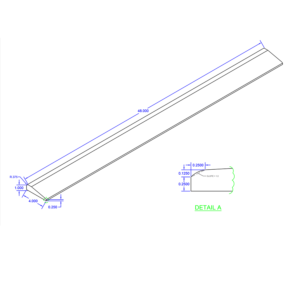 UltraTile Rubber Weight Reducer 4 ft diagram - 1 inch thickness