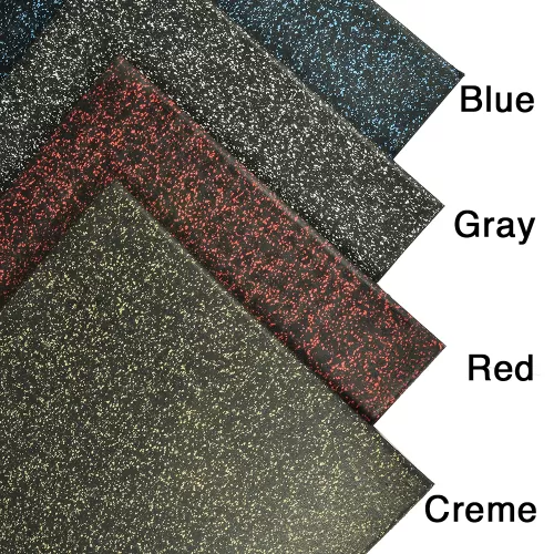 Shock Absorbing Mat - UltraTile Rubber Weight Floor Tile corners with color labels