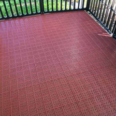 Patio outdoor tiles installed over wood deck thumbnail