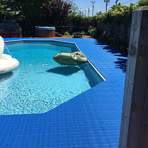 blue outdoor pool deck floor tiles