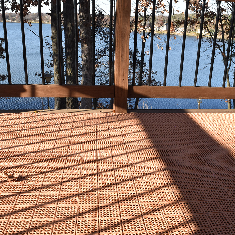 patio outdoor tile dog lake