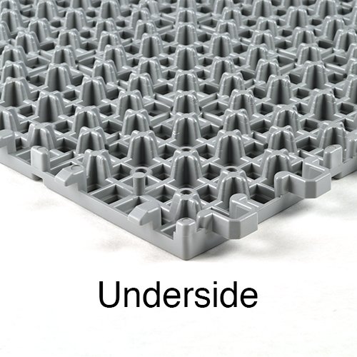 Bottom view of the plastic Gray Patio Outdoor Tile