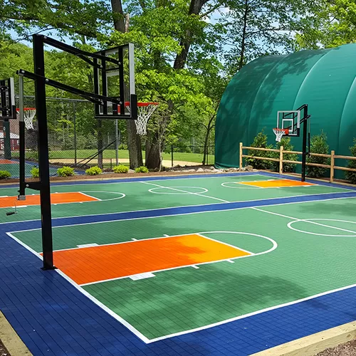 HomeCourt Sport Tile blue, green, orange basketball